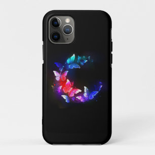 Glowing Neon Night Butterflies on Black background Case-Mate iPhone Case
