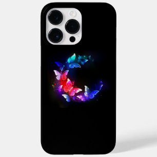 Glowing Neon Night Butterflies on Black background Case-Mate iPhone 14 Pro Max Case