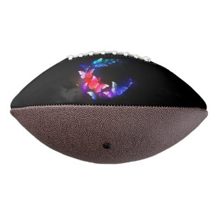 Glowing Neon Night Butterflies on Black background Football