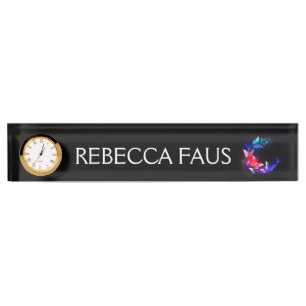Glowing Neon Night Butterflies on Black background Nameplate