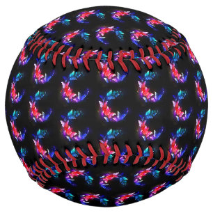 Glowing Neon Night Butterflies on Black background Softball