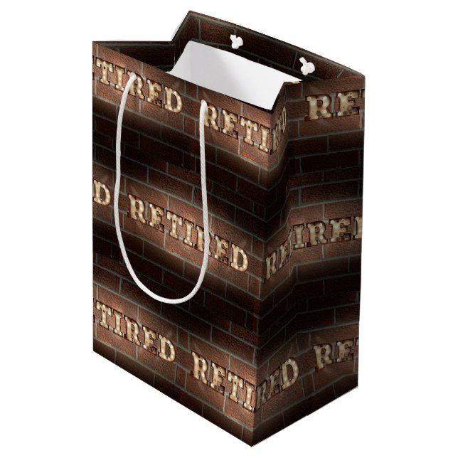 Glowing Neon Retired Sign On a Brick Wall Medium Gift Bag (Back Angled)