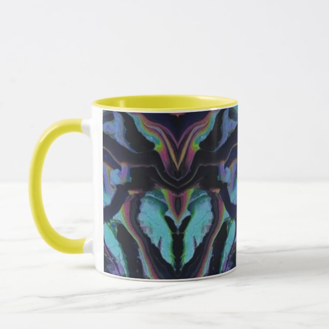 Glowing Neon Stained Glass Abstract Acrylic Pour Y Mug (Left)