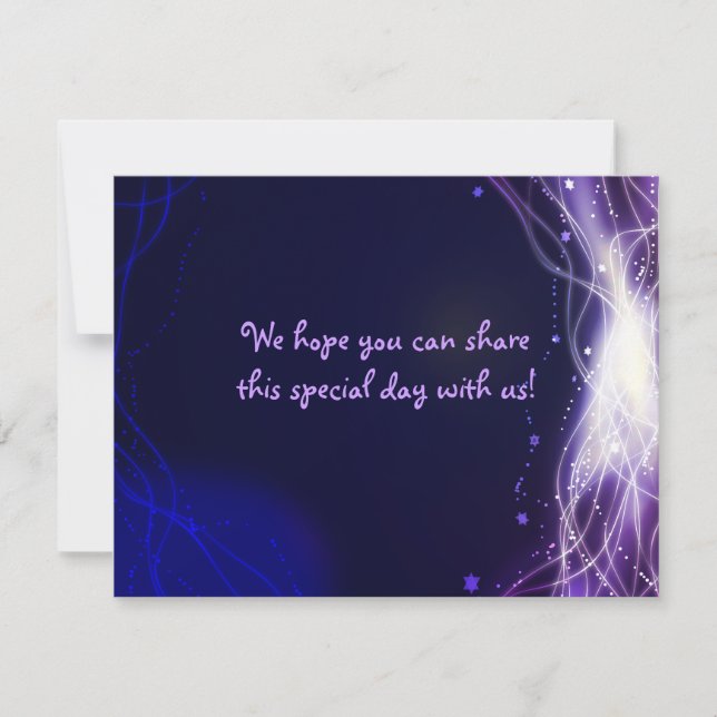 Glowing Neon Stars Bat Mitzvah  REPLY Card (Front)