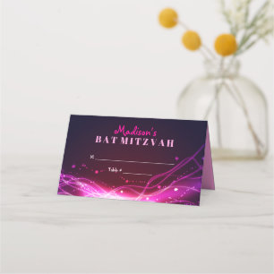 GLOWING NEON STARS Bat Mitzvah Seating Escort Place Card
