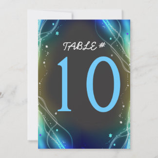 Glowing Neon Stars Wedding Table Number Card