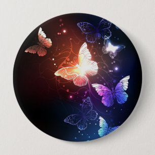 Glowing Night Butterflies 10 Cm Round Badge