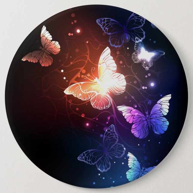 Glowing Night Butterflies 6 Cm Round Badge (Front)