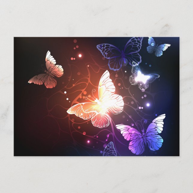 Glowing Night Butterflies Advice Card (Front)