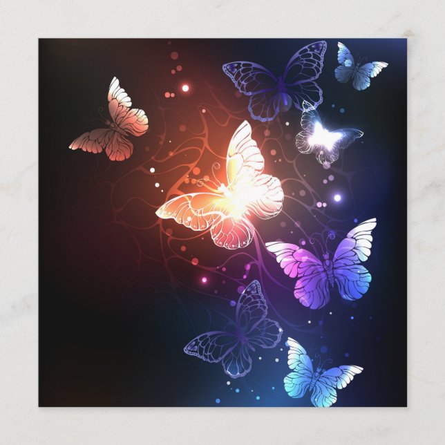 Glowing Night Butterflies Advice Card (Front)