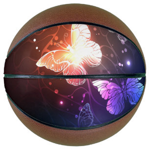 Glowing Night Butterflies Basketball