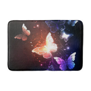 Glowing Night Butterflies Bath Mat