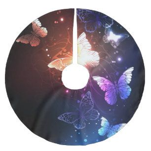 Glowing Night Butterflies Brushed Polyester Tree Skirt
