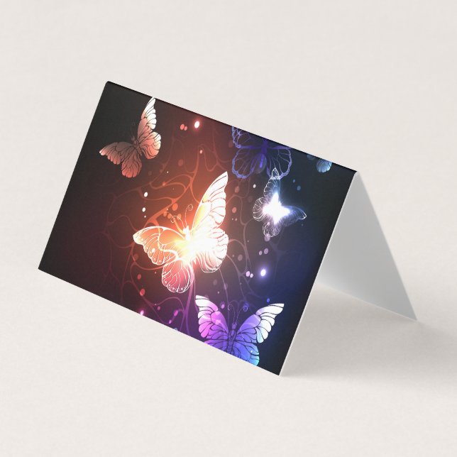 Glowing Night Butterflies Business Card (Front)