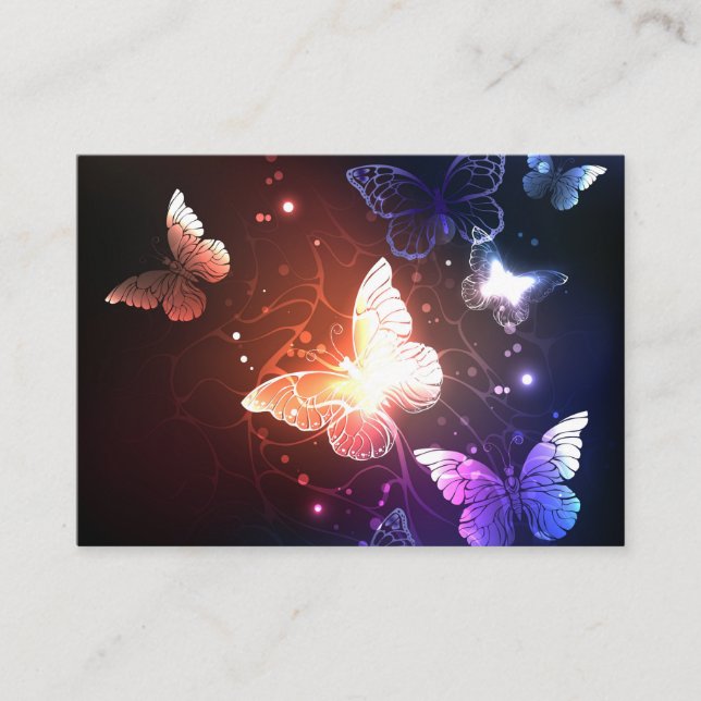 Glowing Night Butterflies Business Card (Front)