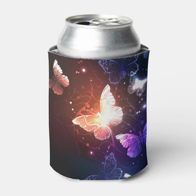 Glowing Night Butterflies Can Cooler (Can Front)