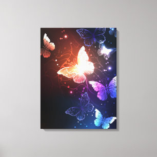 Glowing Night Butterflies Canvas Print