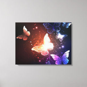 Glowing Night Butterflies Canvas Print