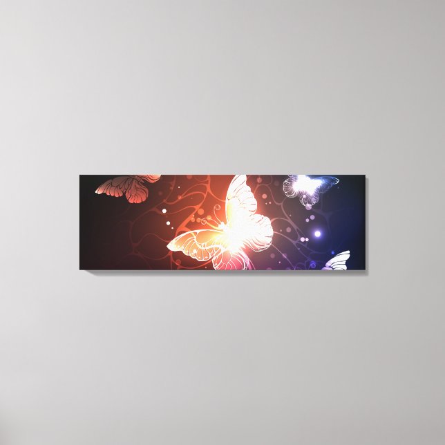 Glowing Night Butterflies Canvas Print (Front)