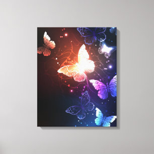 Glowing Night Butterflies Canvas Print