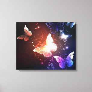 Glowing Night Butterflies Canvas Print
