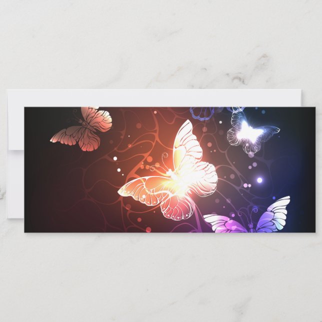 Glowing Night Butterflies Card (Front)