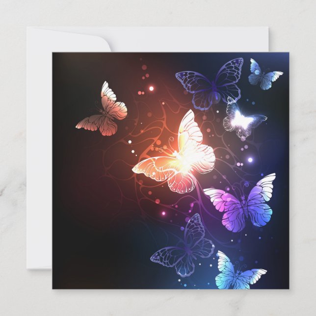 Glowing Night Butterflies Card (Front)