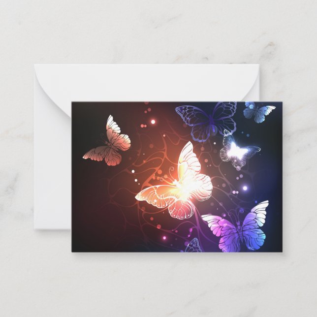 Glowing Night Butterflies Card (Front)