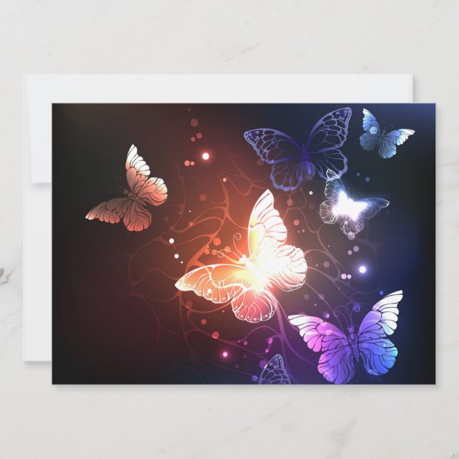 Glowing Night Butterflies Card (Front)