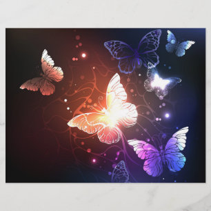 Glowing Night Butterflies Custom Letterhead
