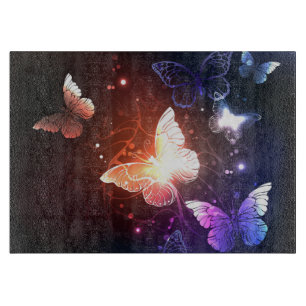 Glowing Night Butterflies Cutting Board