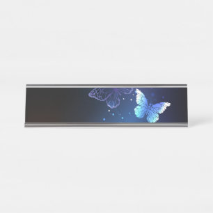Glowing Night Butterflies Desk Name Plate