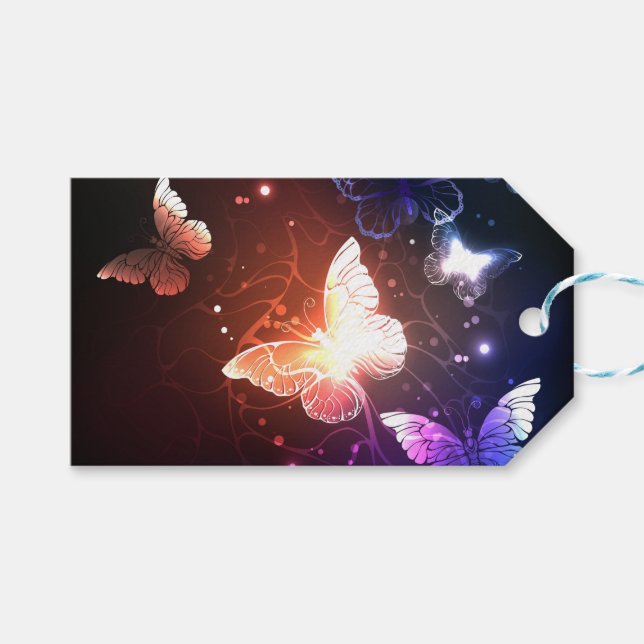 Glowing Night Butterflies Gift Tags (Front (Horizontal))