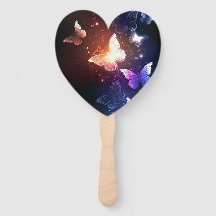 Glowing Night Butterflies Hand Fan