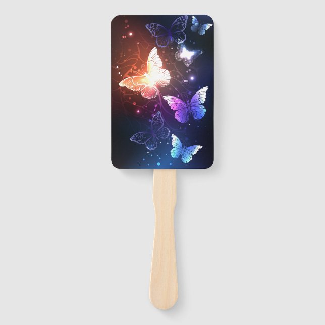 Glowing Night Butterflies Hand Fan (Front)