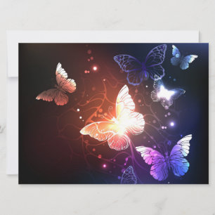 Glowing Night Butterflies Holiday Card
