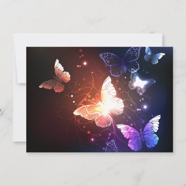 Glowing Night Butterflies Holiday Card (Front)