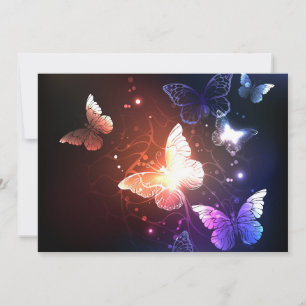 Glowing Night Butterflies Holiday Card