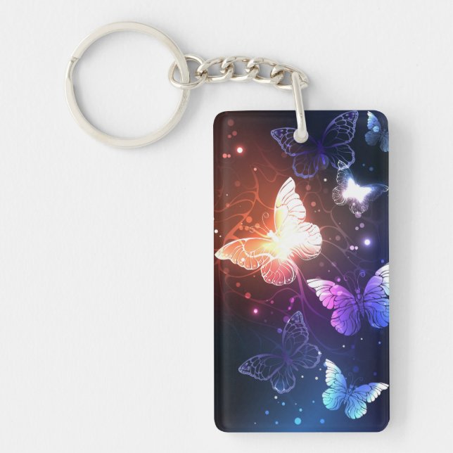 Glowing Night Butterflies Key Ring (Front)