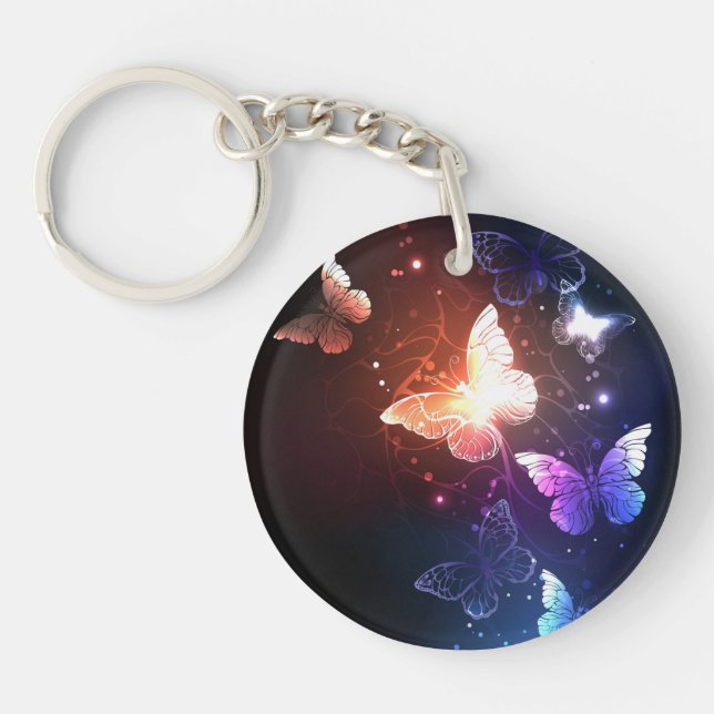 Glowing Night Butterflies Key Ring (Front)