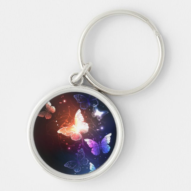 Glowing Night Butterflies Key Ring (Front)
