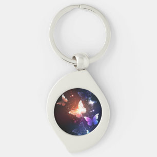 Glowing Night Butterflies Key Ring