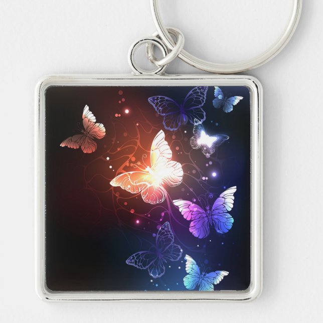 Glowing Night Butterflies Key Ring (Front)