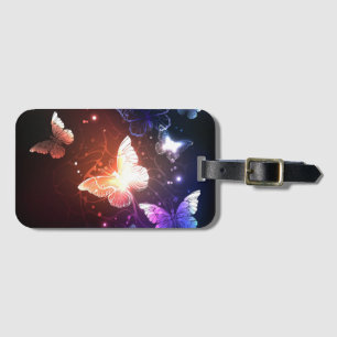 Glowing Night Butterflies Luggage Tag