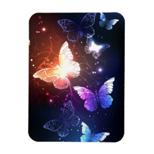 Glowing Night Butterflies Magnet