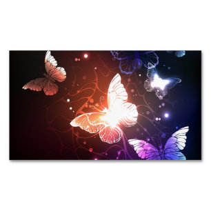 Glowing Night Butterflies Magnetic Business Card