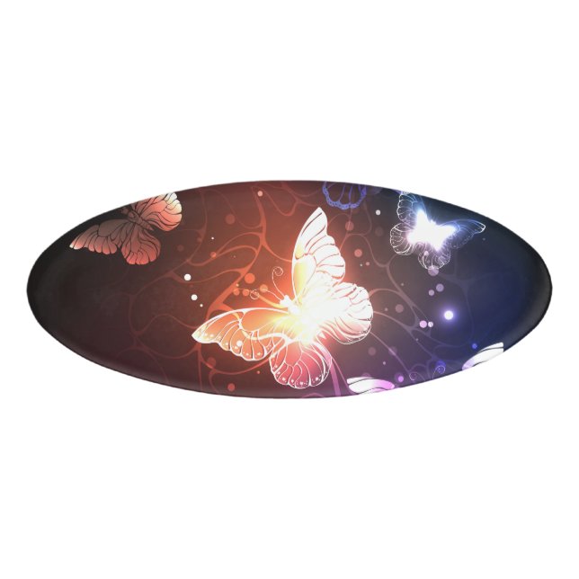 Glowing Night Butterflies Name Tag (Front)