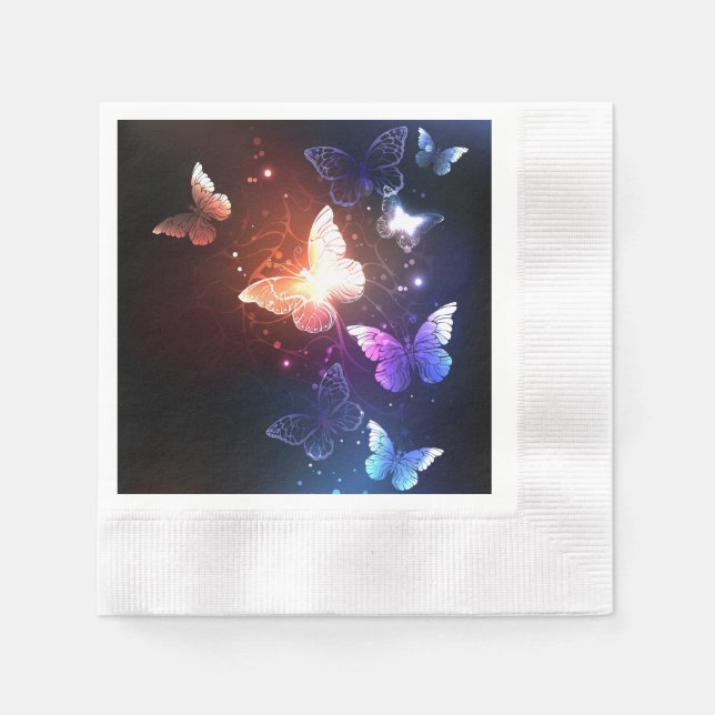 Glowing Night Butterflies Napkin (Front)