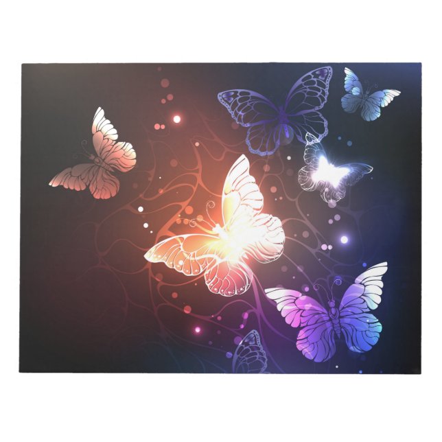 Glowing Night Butterflies Notepad (Front)
