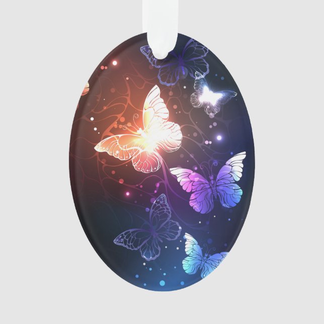 Glowing Night Butterflies Ornament (Front)
